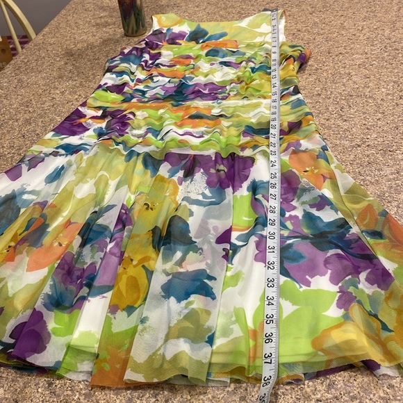 London Times Dress 10  Green Purple Blue White - Picture 4 of 15